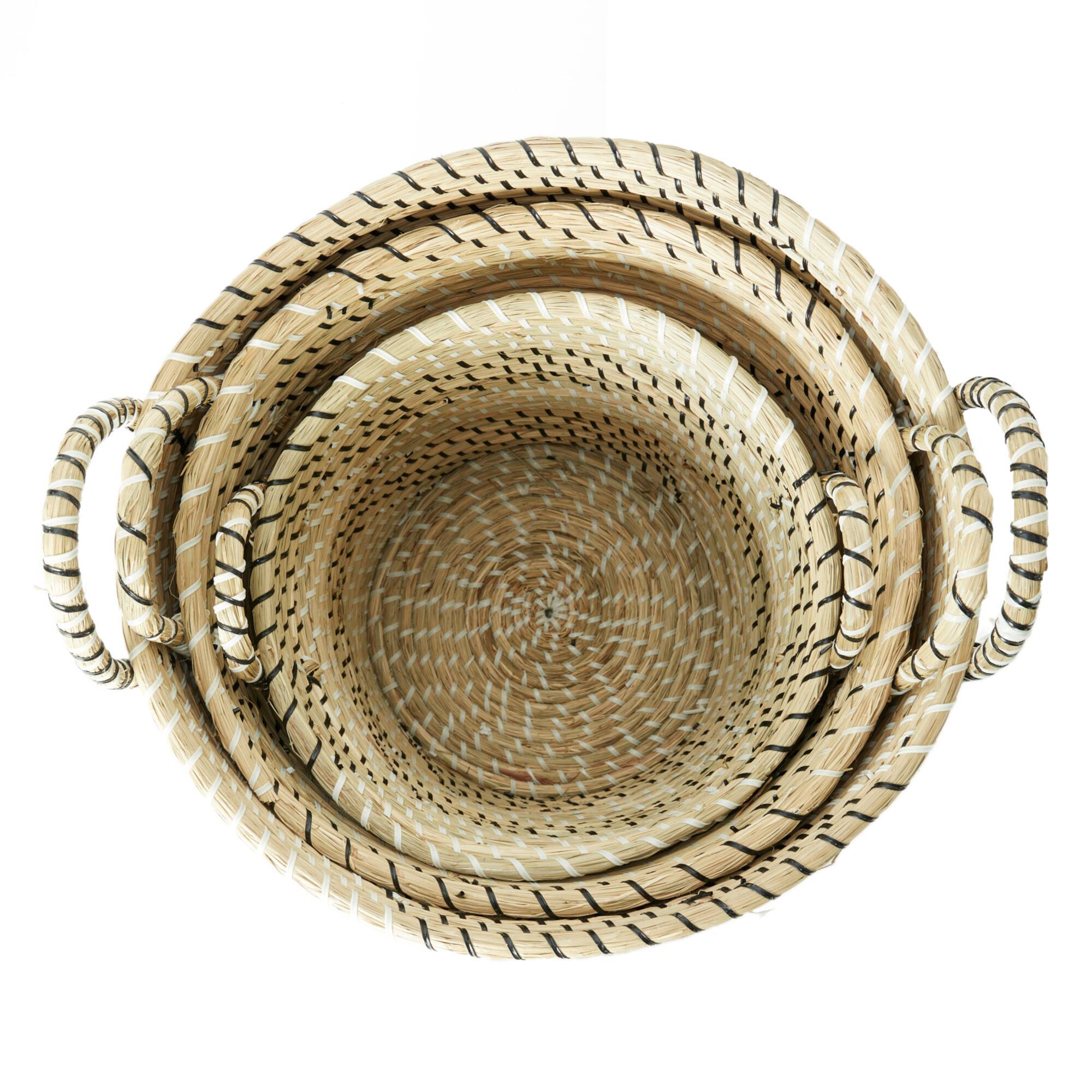 Beige Seagrass Modern Storage Basket Set